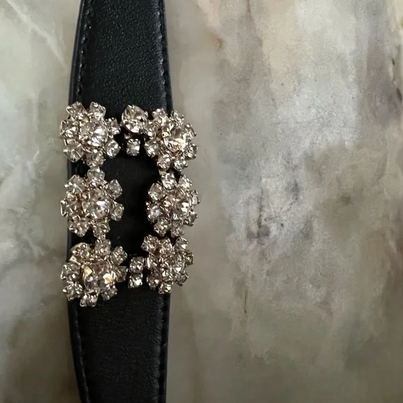 Roger Vivier | Accessories | Black Leather W Crystal | Poshmark display picture 1